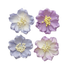 Набір квіток гарденії мікс бузково-синього кольору 4 шт, 5см