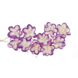 Набор  декоративных цветков вишни фиолетово-белого цвета  10 шт