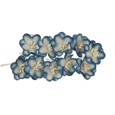 Набор  декоративных цветков вишни бело-синего цвета 10 шт