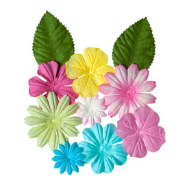 Набір плоских квіточок різних кольорів 10 шт
