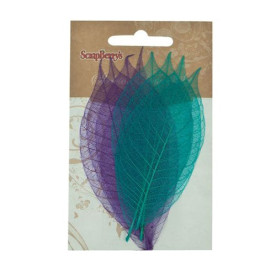 Набор скелетированных листиков в оттенках синего цвета 8 шт