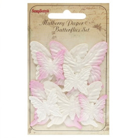 Набор бабочек в оттенках белого и розового цвета 8 ш