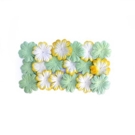 Набір плоских квіточок світло-зеленого і жовтого кольору 20 шт