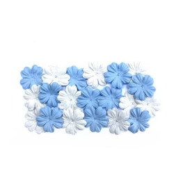 Набір плоских квіточок з Шовковичній паперу небесного і білого кольору 20 шт