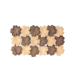 Набор плоских цветочков из шелковичной бумаги коричневого и песочного цвета 20 шт
