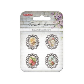 Набор украшений с рамками Ласточки и цветы, 4 шт, 3.5 х 4.0 см от ScrapBerry's