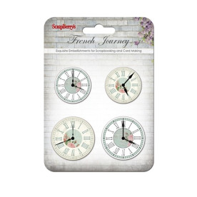 Набор часиков Французское путешествие, 4 шт, 3.5 и 4.0 см от ScrapBerry's