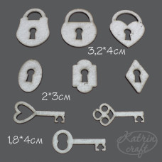 Чіпборд Ключики-Замочки висота 4-3см 9 елементів від Katrin Craft