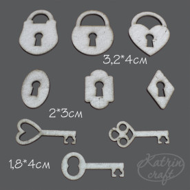 Чіпборд Ключики-Замочки висота 4-3см 9 елементів від Katrin Craft