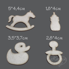 Чіпборд Дитячий №2 до 4 см 4 елементи від Katrin Craft