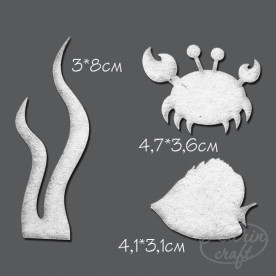 Чипборд Морской №3 3x8см, краб 4,7x3,6см, рыбка 4,1x3,1см 3 эл. от Katrin Craft