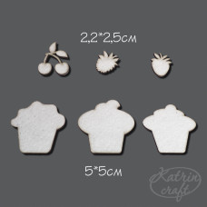 Чіпборд Кекси 2,2x2,5см до 5x5см 6 елементів від Katrin Craft
