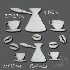 Чіпборд Кофеман від Katrin Craft. Набір всключает в себе 11 елементів