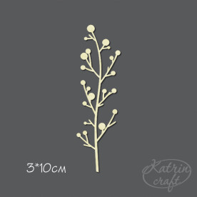 Чипборд Веточка с круглыми почками маленькая 3x10см от Katrin Craft