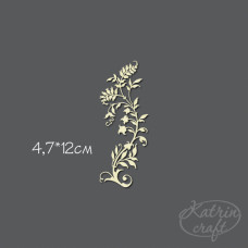 Чіпборд Завиток трав'яний з ягодами маленький 4,7x12см від Katrin Craft