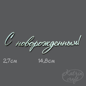 Чіпборд Напис З новонародженим 2,7см і 14,8см від Katrin Craft