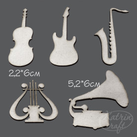 Чипборд Музыкальный маленький  6см 5 эл. от Katrin Craft