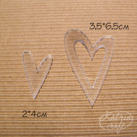 Акриловое Сердечко 3,5x6,5 и 2x4см 2 элемента от Katrin Craft