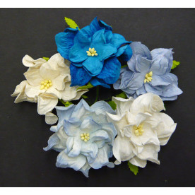 Набор 5 гардений 7 см в бело-голубых тонах