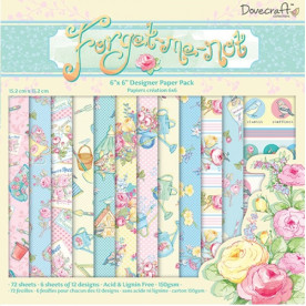 Набор бумаги Forget Me Not 15x15 см, 12 листов от Dovecraft