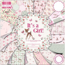 Набір паперу It's a Girl 15x15 см, 16 аркушів від First Edition