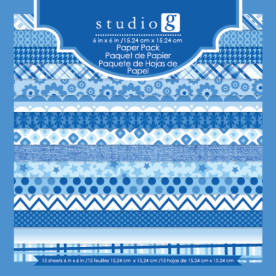 Набор бумаги Blue 15х15 см, 15 листов от Studio G
