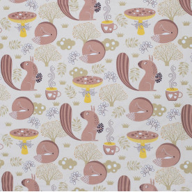 Бязь набивная, Белочки, плотность 115, 50х55см, полиэстер 60%