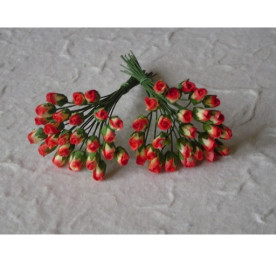 Набір 10 трояндочок нерозкритий бутон червоно-жовтого кольору 4 мм