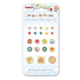Набір епоксидних брадс Scrapberry's День Народження 21 шт