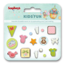 Набор декоративных брадсов Scrapberry's Забава, 17 шт
