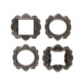 Набор ажурных металлических рамочек Scrapberry's цвет античное серебро, 4 шт, размер 4.0х4.2 и
