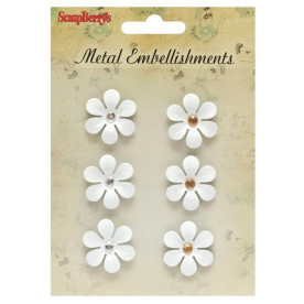 Набор металлических цветов со стразами от ScrapBerry"s Белые