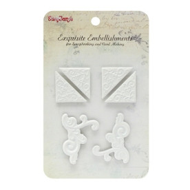 Набір металевих куточків Scrapberry's - Openwork corners, 4 шт, колір білий