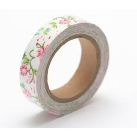 Тканевый скотч с цветочным принтом №34 15мм x4м 