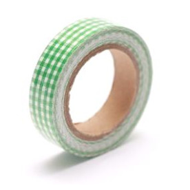 Тканевый скотч Зелёная клетка №8 15мм x4м 