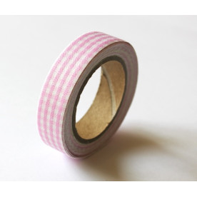 Тканевый скотч Розовая клетка №8 15мм x4м