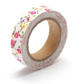 Тканевый скотч с цветочным принтом №21 15мм x4м