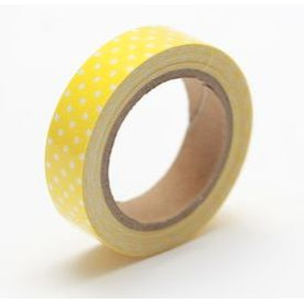 Тканевый скотч Жёлтый в горошек №46 15мм x4м
