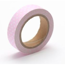 Тканевый скотч Розовый в горошек №47 15мм x4м 