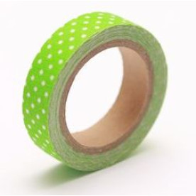 Тканевый скотч цвета Свежей зелени в горошек №49 15мм x4м 
