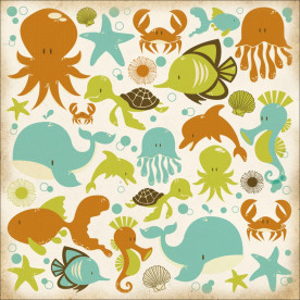 Лакова Скраппапір 30х30 см Seacreatures 30х30 см від Kaisercraft