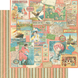 Двосторонній скраппапір Pleasure Trip 30х30 см від Graphic 45