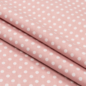 Бязь набивна, Горохи, рожева, щільність 120, 50x55, бавовна 100%