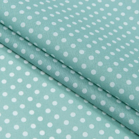 Бязь набивна, Горохи, м'ятна, щільність 120, 50x55, бавовна 100%