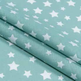 Бязь набивна, Зірки, м'ятний, щільність 120, 50x55, бавовна 100%