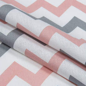 Бязь набивна, Зіг-заг, рожева, щільність 120, 50x55, бавовна 100%