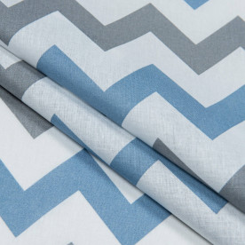 Бязь набивна, Зіг-заг, синя, щільність 120, 50x55, бавовна 100%
