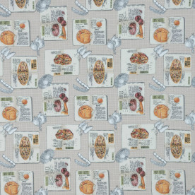 Декоративная ткань Рецепт пиццы беж, размер 50х70 см, хлопок 70%, плотность 154