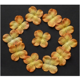 Набор 10 гортензий желто-оранжевого цвета, 50 мм