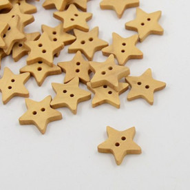 Пуговица в форме звездочки, размер 18 мм, дерево, цвет натуральный.
